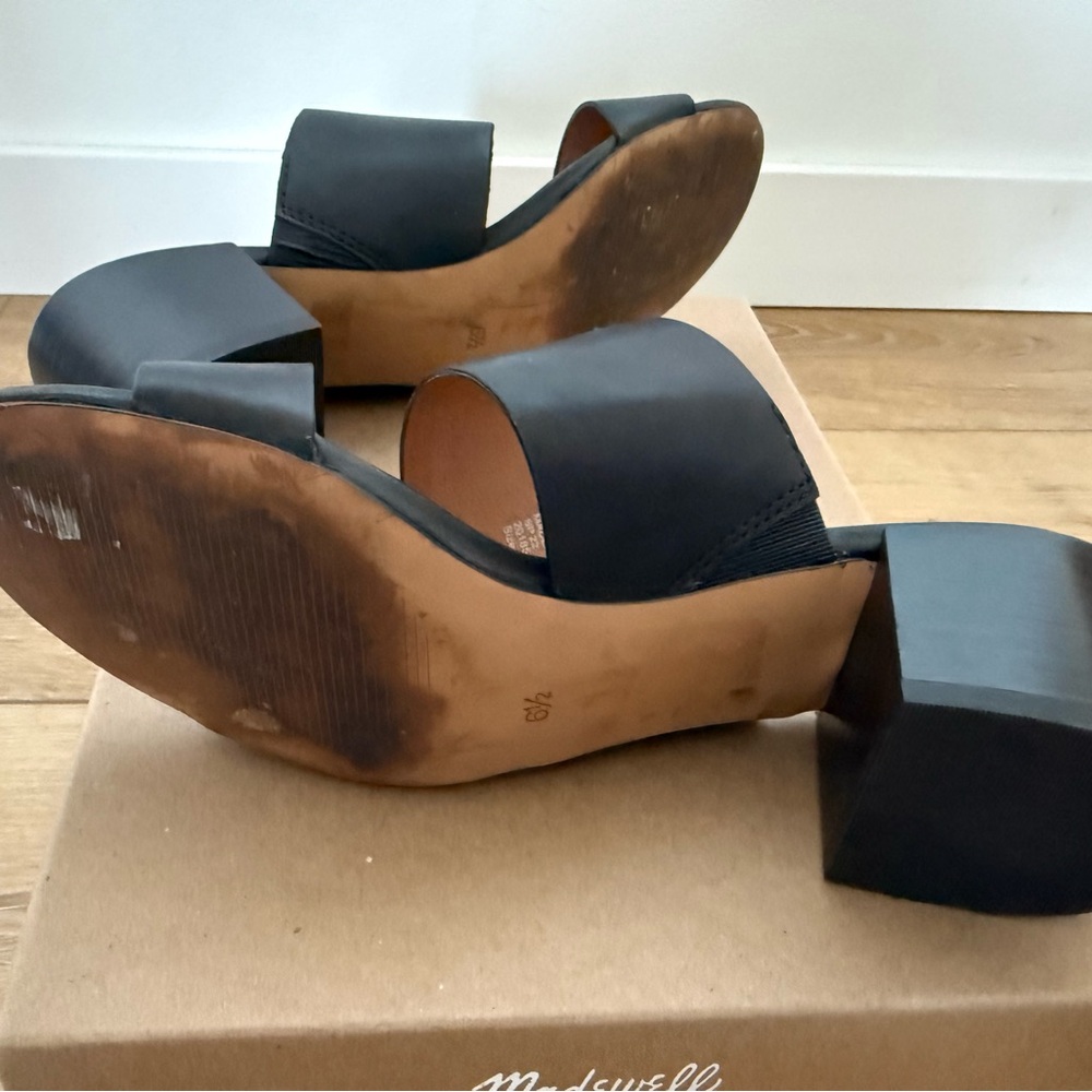 Madewell Kiera Black Leather Block Heel Sandals - Picture 7 of 7